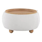 Pouf vassoio in tessuto naturale