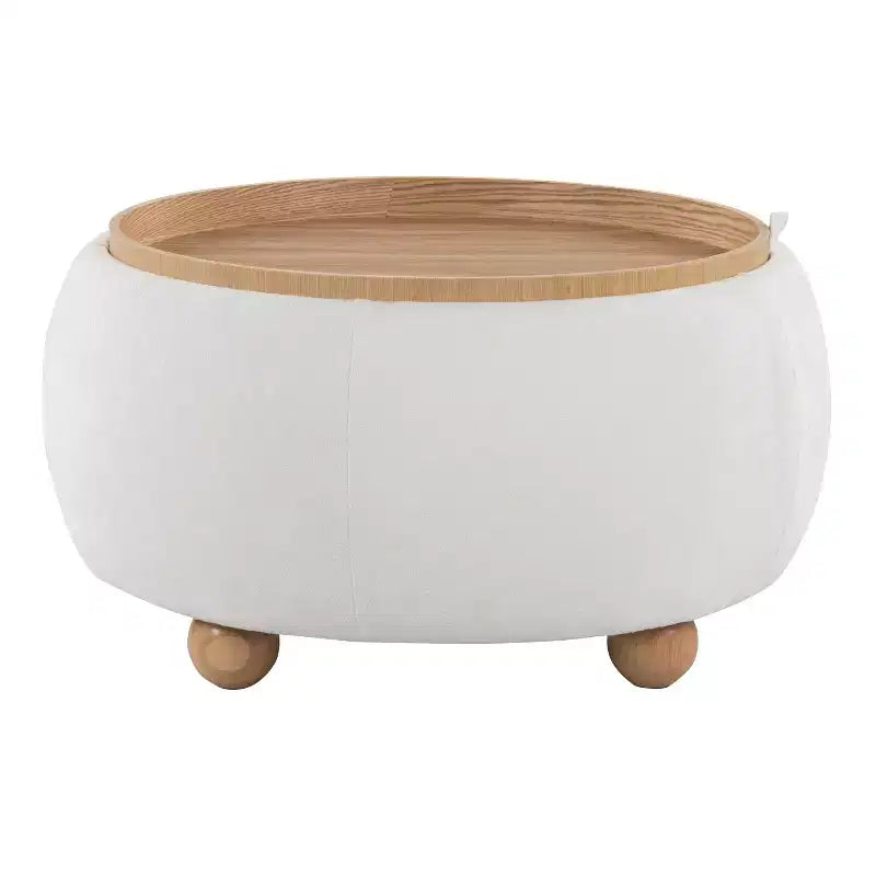 Pouf vassoio in tessuto naturale