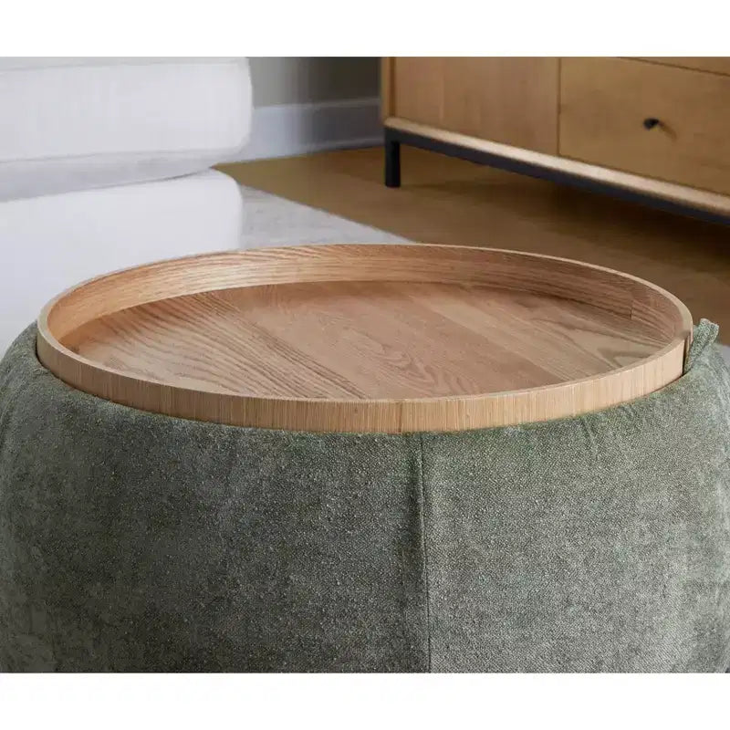 Pouf vassoio in tessuto naturale