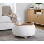 Pouf vassoio in tessuto naturale
