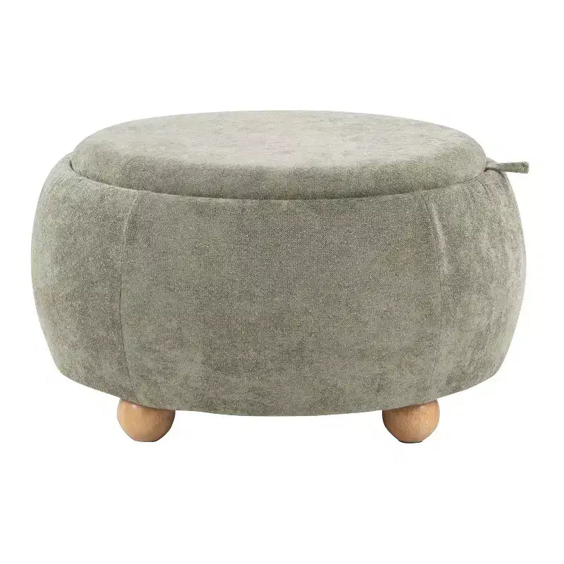 Pouf vassoio in tessuto naturale