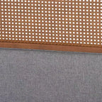 Letto a piattaforma in tessuto e legno Grigio/Noce cenere: imbottito, non è necessaria la rete a molle