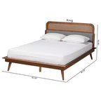 Letto a piattaforma in tessuto e legno Grigio/Noce cenere: imbottito, non è necessaria la rete a molle